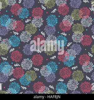 Abstract Floral Vert Orange Motif bleu et brun Illustration de Vecteur