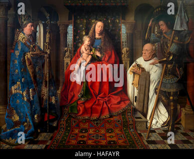 Madonna avec Canon Joris van der Paele, par Jan van Eyck, 1434, Musée Groeninge, Bruges, Flandre occidentale, Belgique, Europe Banque D'Images