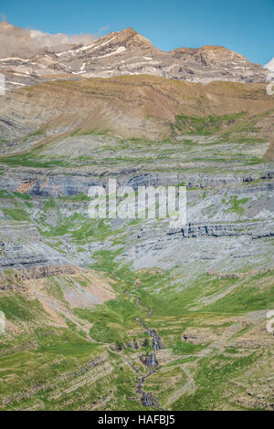 Vue de Monte Perdido et de la vallée d'Ordesa dans le parc national espagnol d'Ordesa et Monte Perdido, Pyrénées Banque D'Images