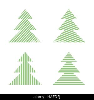 Ensemble d'arbres de Noël stylisé graphique linéaire Illustration de Vecteur