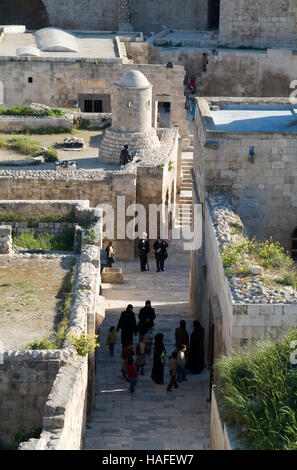 L'intérieur de la Citadelle, un grand château fort médiéval, dans le centre de la vieille ville d'Alep en Syrie, avant la guerre civile. Banque D'Images