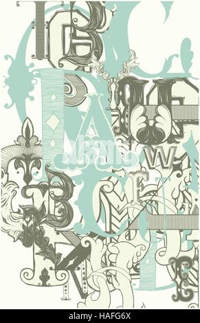 Lettres alphabet rétro Illustration de Vecteur