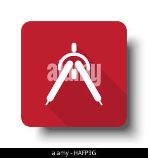 Rédaction web télévision Compas sur l'icône bouton rouge avec ombre portée Banque D'Images