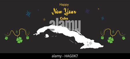 Happy New Year illustration thème avec carte de Cuba Illustration de Vecteur