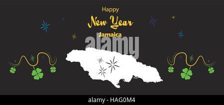Happy New Year illustration thème avec la carte de la Jamaïque Illustration de Vecteur