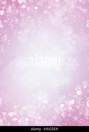 Snowflake et coeurs bordure sur fond violet Illustration de Vecteur