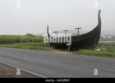 Long navire viking réplique haroldswick unst shetland ecosse juin 2014 Banque D'Images