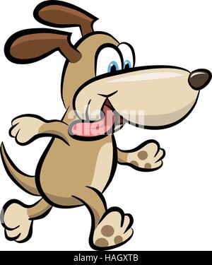 Vector cartoon d'un chien heureux marchant vivement Illustration de Vecteur
