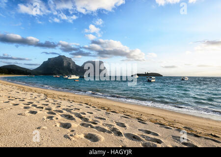 Lumière du soir sur la lagune, Lord Howe Island, New South Wales, NSW, Australie Banque D'Images