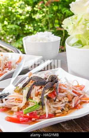 Salade de papaye ou Som Tum - style Thaï au crabe Banque D'Images