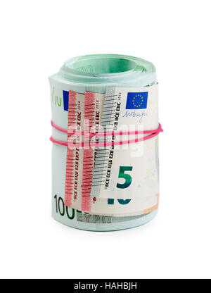 Billets en rouleaux isoler on white Banque D'Images