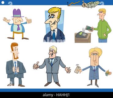 Ensemble d'Illustration Cartoon Funny Businessman personnages et concepts d'affaires Illustration de Vecteur