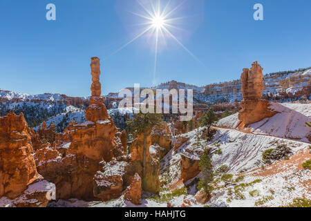 Matin d'hiver dans les cheminées à Bryce Canyon National Park dans le sud de l'Utah. Banque D'Images