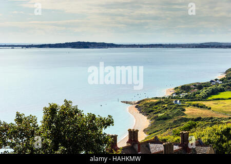 Sur la mer depuis la falaise au St Catherine's par la mer, la baie de Ringstead, Dorset, England, UK Banque D'Images