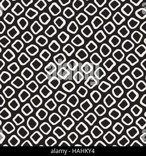 Seamless Vector noir et blanc motif cercles dessinés à la main, Illustration de Vecteur