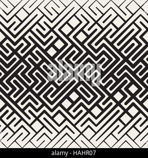 Seamless Vector Ligne arrondi Irrégulier Labyrinthe Gradient de demi-teinte Illustration de Vecteur