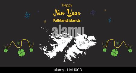 Happy New Year illustration thème avec carte des îles Falkland Illustration de Vecteur