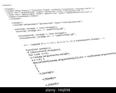 Le code de programmation html Banque D'Images