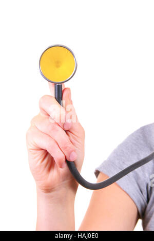 La main avec stéthoscope Banque D'Images