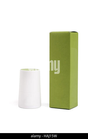 Deux paquets de produits cosmétiques en blanc Banque D'Images