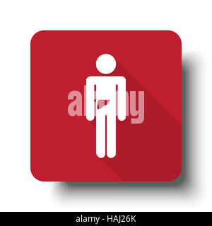 Télévision web du foie sur l'icône bouton rouge avec ombre portée Banque D'Images