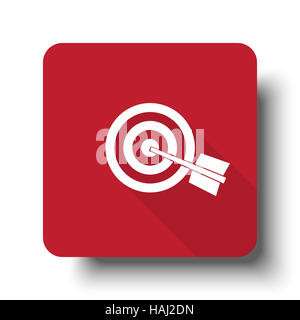 Télévision web cible sur l'icône bouton rouge avec ombre portée Banque D'Images