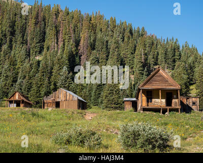 Animas Forks ville fantôme près de Silverton, Colorado. Banque D'Images