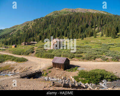 Duncan House (restauré), mines et d'usines de Columbus, Animas Forks ville fantôme près de Silverton, Colorado. Banque D'Images