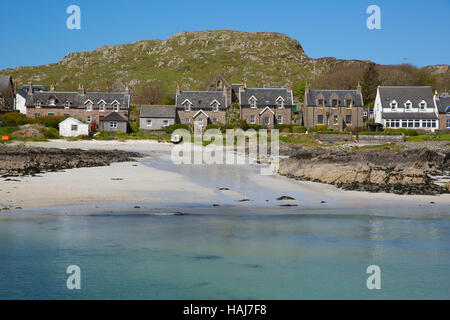 Village de l'île de Iona en Écosse Royaume-Uni Hébrides intérieures au large de l'île de Mull côte ouest de l'Écosse avec maisons Banque D'Images