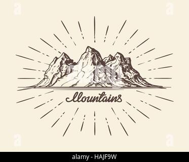 Vintage hand drawn montagnes. Vector illustration croquis Illustration de Vecteur