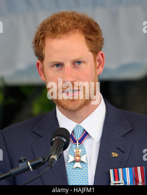 Le prince Harry prend la parole lors d'un toast à la Nation événement à Bridgetown, Barbade, sur le 50e anniversaire de l'indépendance, au cours de sa tournée de la région des Caraïbes. Banque D'Images