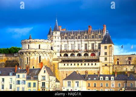 Chateau de Amboise château médiéval, Leonardo Da Vinci tombe. Vallée de la Loire, France, Europe. Site de l'Unesco. Banque D'Images