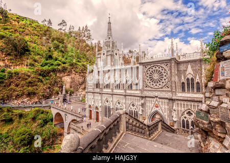 L'Église catholique colombienne Las Lajas, construit entre 1916 et 1948 est une destination populaire pour les croyants de toutes les partie de l'Amérique latine Banque D'Images