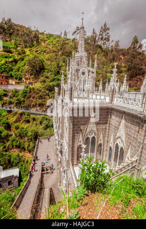 Détail architectural de la cathédrale catholique de Las Lajas Ipiales, Colombie Banque D'Images
