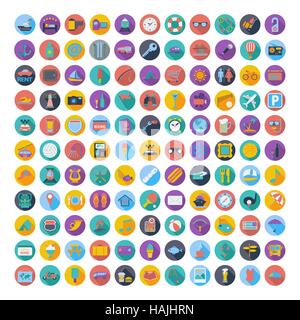 Icons set vacances et voyages. Télévision couleur. Vector illustration. Illustration de Vecteur