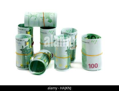 Dénominations, 100 euros. Isoler sur blanc. Banque D'Images