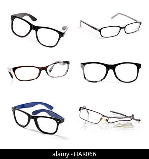 Collection lunettes isolé sur fond blanc Banque D'Images