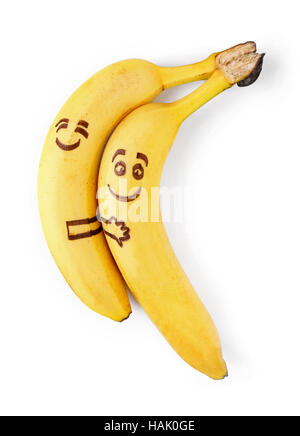 Les bananes avec smileys, couple in love concept Banque D'Images