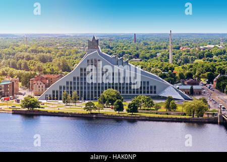 Vue aérienne de la bibliothèque nationale de Lettonie Banque D'Images