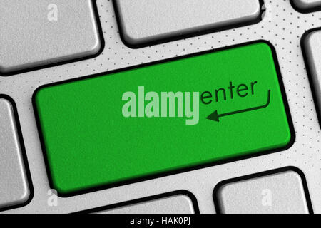 Concept internet sécurisée - vert entrez bouton clavier Banque D'Images
