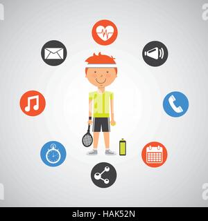 Raquette de tennis sportif les icônes des apps vector illustration eps 10 Illustration de Vecteur