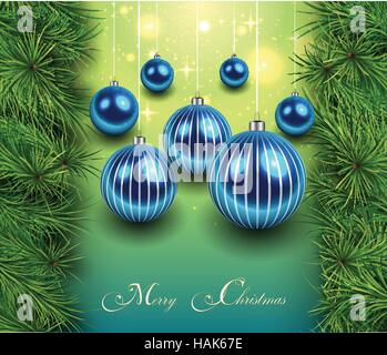 Fond vert sapin de Noël avec des branches. Vector Illustration. Illustration de Vecteur