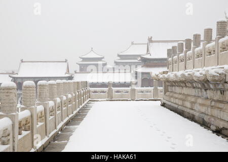 Gargouille en marbre blanc dans la Cité Interdite, Beijing, Chine Banque D'Images