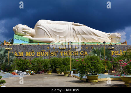 Statue de Bouddha au temple bouddhiste de Vinh Trang, près de My Tho, le delta du Mékong, Vietnam Banque D'Images