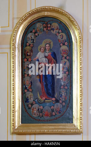 Vierge Marie, Reine du Saint Rosaire retable de l'église paroissiale de la Sainte Trinité de Krasic, Croatie Banque D'Images