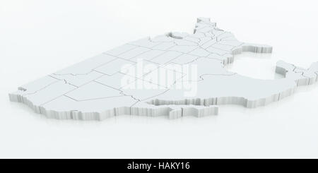 Carte des USA et du Mexique. Rendu 3D très détaillées Banque D'Images