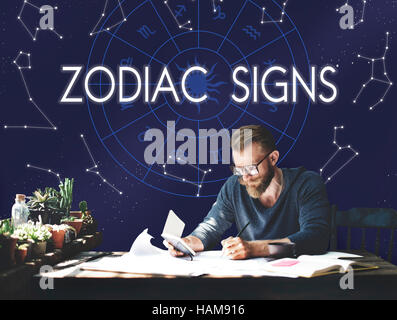 Signes du zodiaque astrologique Astral Naissance Calendar Concept Banque D'Images