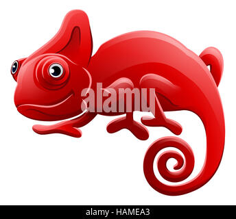 Un dessin animé caractère caméléon lézard rouge Banque D'Images