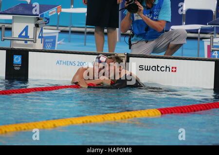 IAN THORPE & P HOOGENBAND AUSTRALIE & HOLLAND Athènes Grèce 16 Août 2004 Banque D'Images