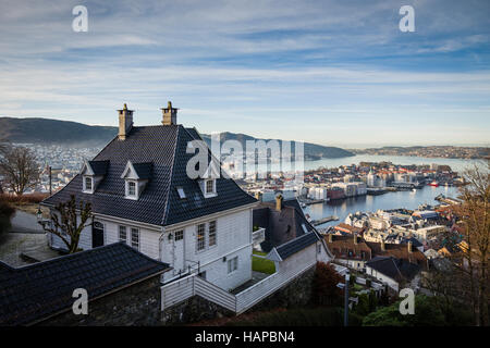 Vue depuis le mont Floyen, Bergen, Norvège. Banque D'Images